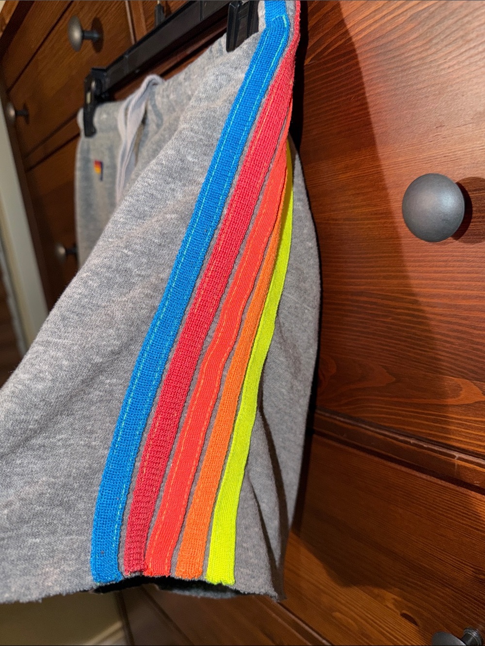 Aviator Nation Gray Rainbow Stripe Cut-Off Sweat Shorts | Size S - Picture 3 of 5